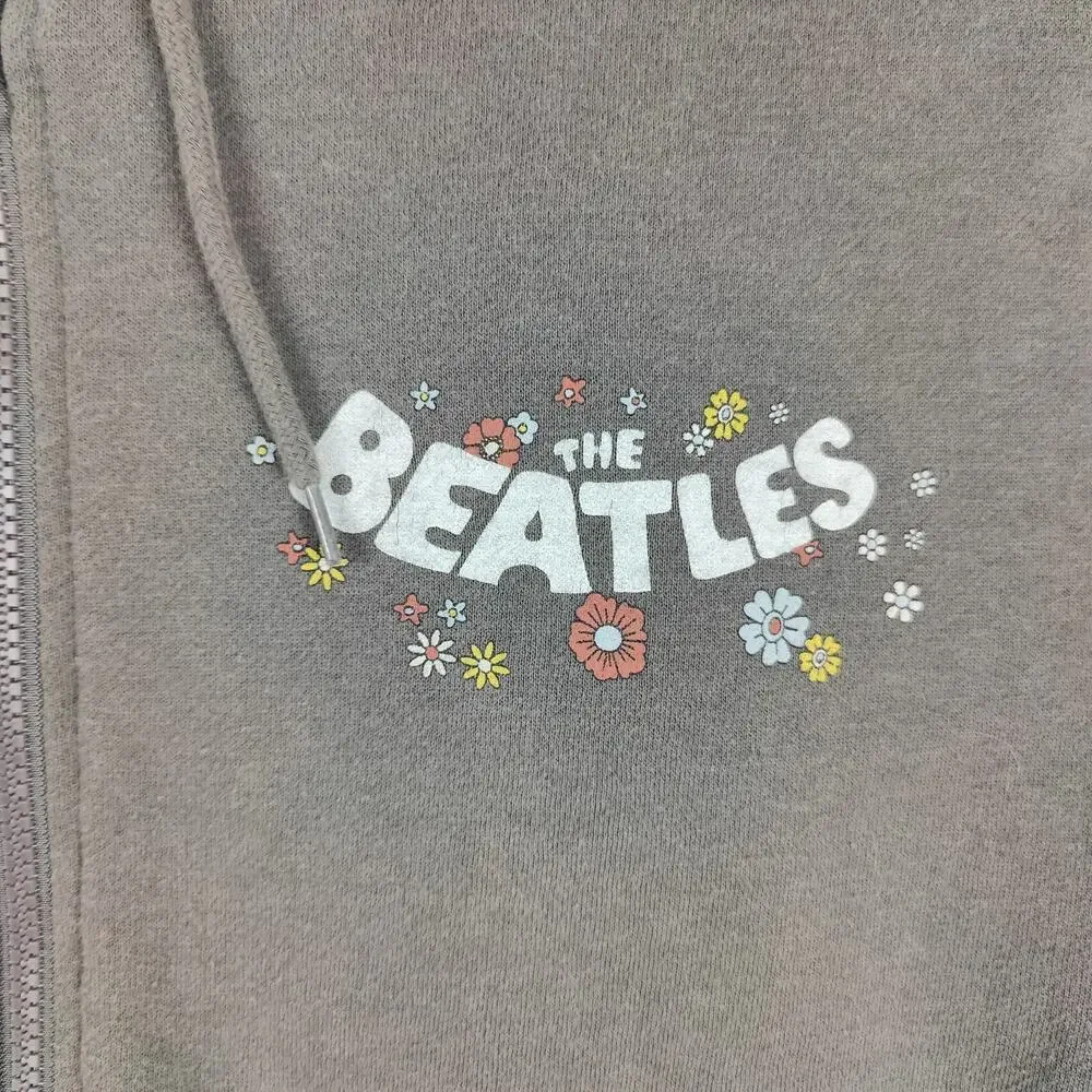 The Beatles Hoodie Grey Adult Small Full Zip Sweater Hooded Sweatshirt Band Tee